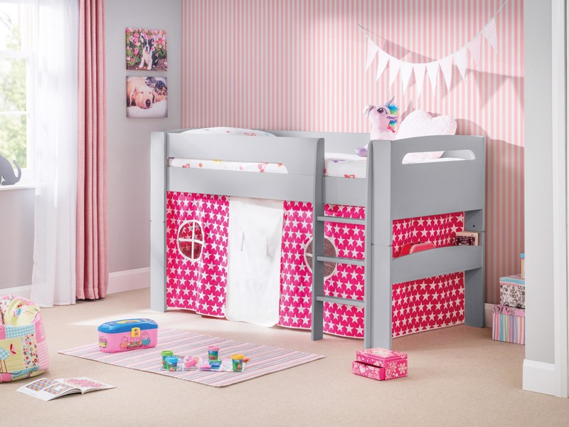 High sleeper cabin bed in pink